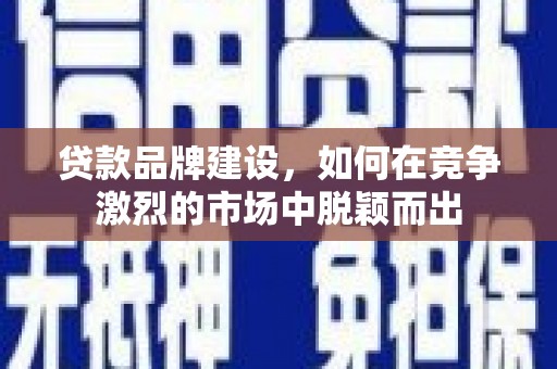 芦竹贷款品牌建设，如何在竞争激烈的市场中脱颖而出