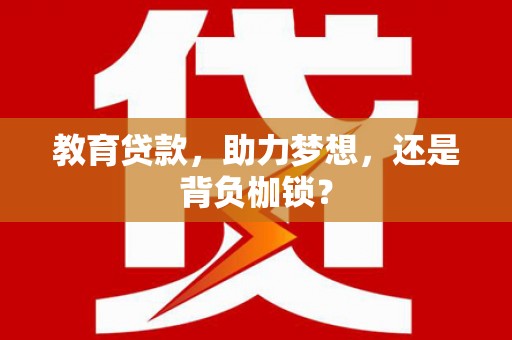 芦竹教育贷款，助力梦想，还是背负枷锁？