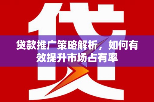 木垒贷款推广策略解析，如何有效提升市场占有率