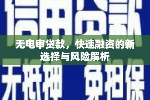 息县无电审贷款，快速融资的新选择与风险解析